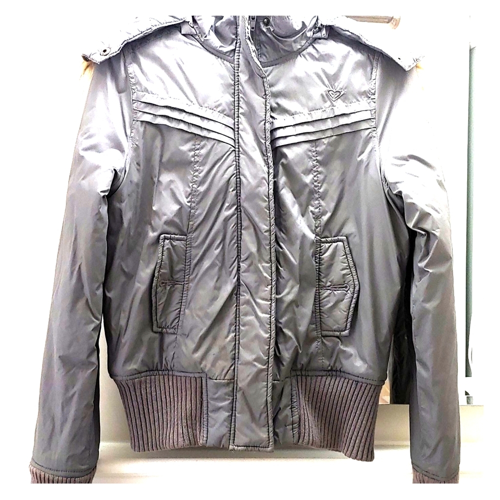 Puffy Grey Jacket with Fur Hood